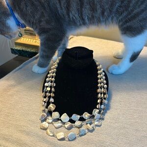 Elegant Multi-Strand mother of Pearl Necklace